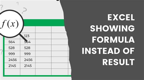 excel formula showing instead of result